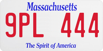 MA license plate 9PL444