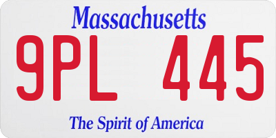 MA license plate 9PL445