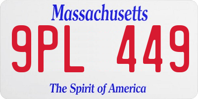 MA license plate 9PL449