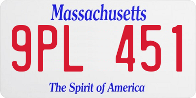 MA license plate 9PL451
