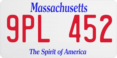MA license plate 9PL452