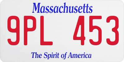 MA license plate 9PL453