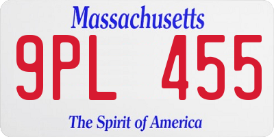 MA license plate 9PL455