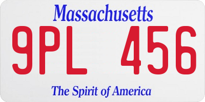 MA license plate 9PL456