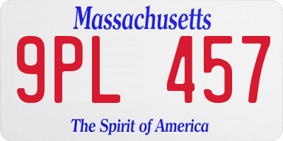 MA license plate 9PL457