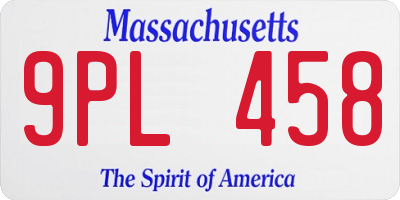 MA license plate 9PL458