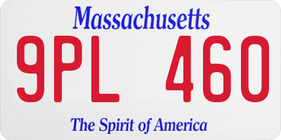 MA license plate 9PL460