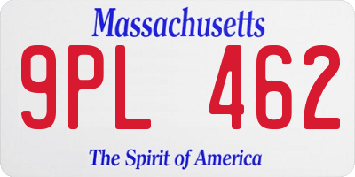 MA license plate 9PL462