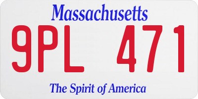 MA license plate 9PL471