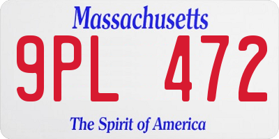 MA license plate 9PL472