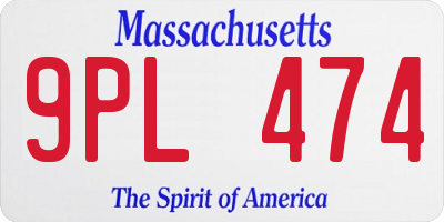 MA license plate 9PL474
