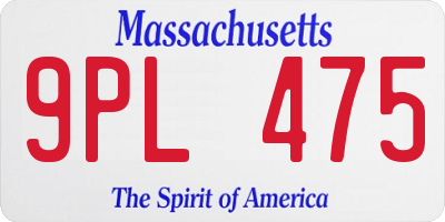 MA license plate 9PL475