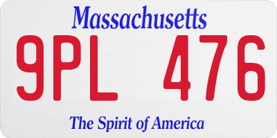 MA license plate 9PL476