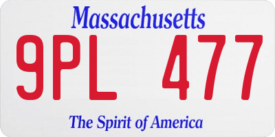 MA license plate 9PL477