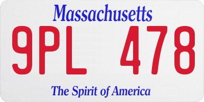 MA license plate 9PL478