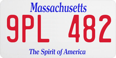 MA license plate 9PL482