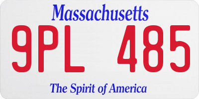 MA license plate 9PL485