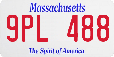 MA license plate 9PL488