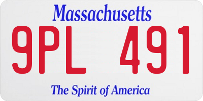 MA license plate 9PL491