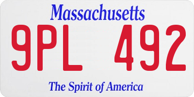 MA license plate 9PL492