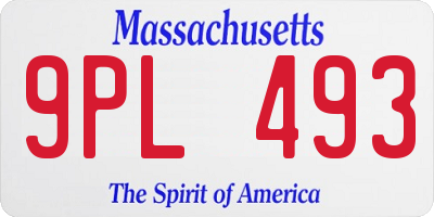 MA license plate 9PL493
