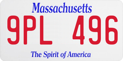MA license plate 9PL496