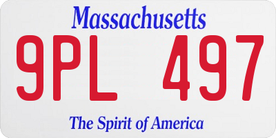 MA license plate 9PL497