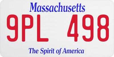 MA license plate 9PL498