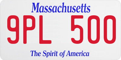 MA license plate 9PL500