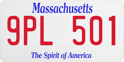 MA license plate 9PL501