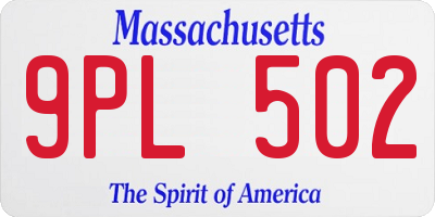 MA license plate 9PL502