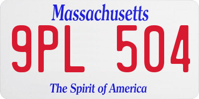 MA license plate 9PL504