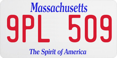 MA license plate 9PL509