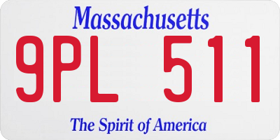 MA license plate 9PL511