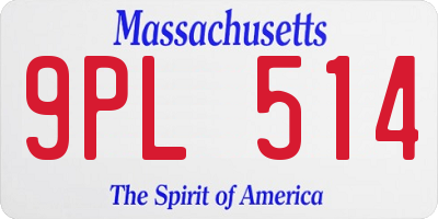MA license plate 9PL514