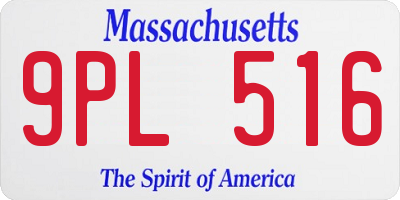 MA license plate 9PL516