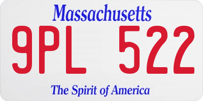 MA license plate 9PL522