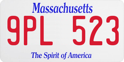 MA license plate 9PL523