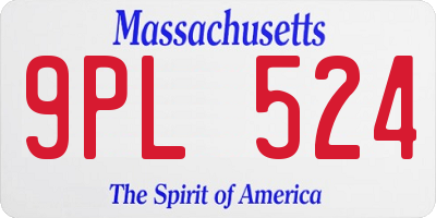 MA license plate 9PL524