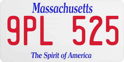 MA license plate 9PL525