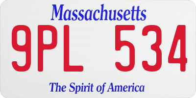 MA license plate 9PL534