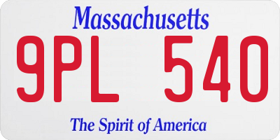 MA license plate 9PL540