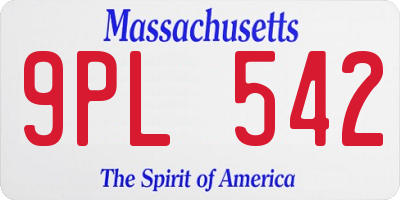 MA license plate 9PL542