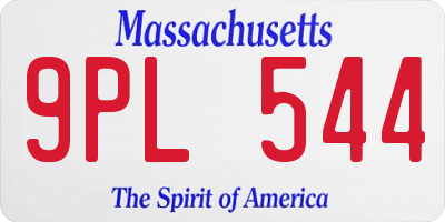 MA license plate 9PL544