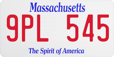 MA license plate 9PL545