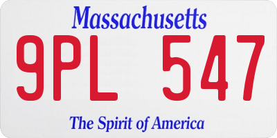 MA license plate 9PL547