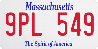 MA license plate 9PL549
