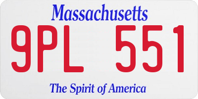MA license plate 9PL551