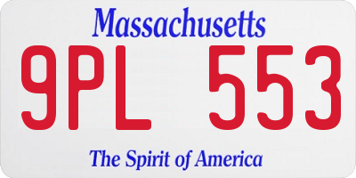 MA license plate 9PL553