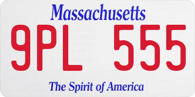 MA license plate 9PL555